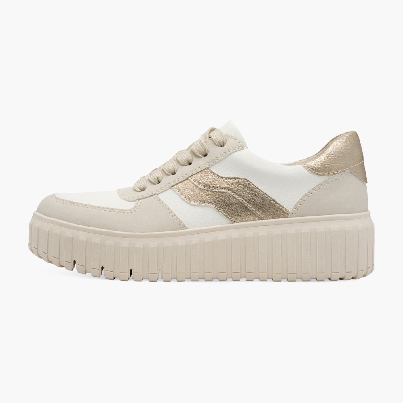 Jana Women’s Off-White Vegan Trainer with Gold Detail - Leavys Shoes