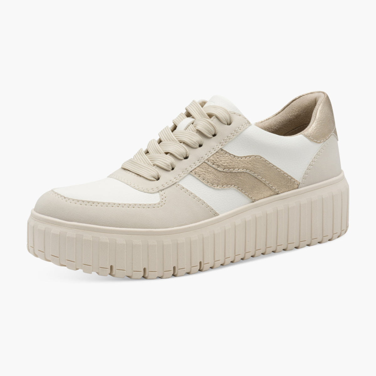 Jana Women’s Off-White Vegan Trainer with Gold Detail - Leavys Shoes