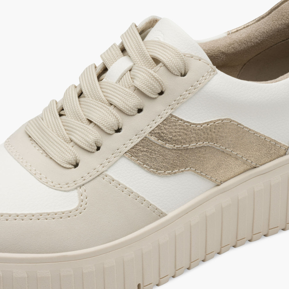 Jana Women’s Off-White Vegan Trainer with Gold Detail - Leavys Shoes