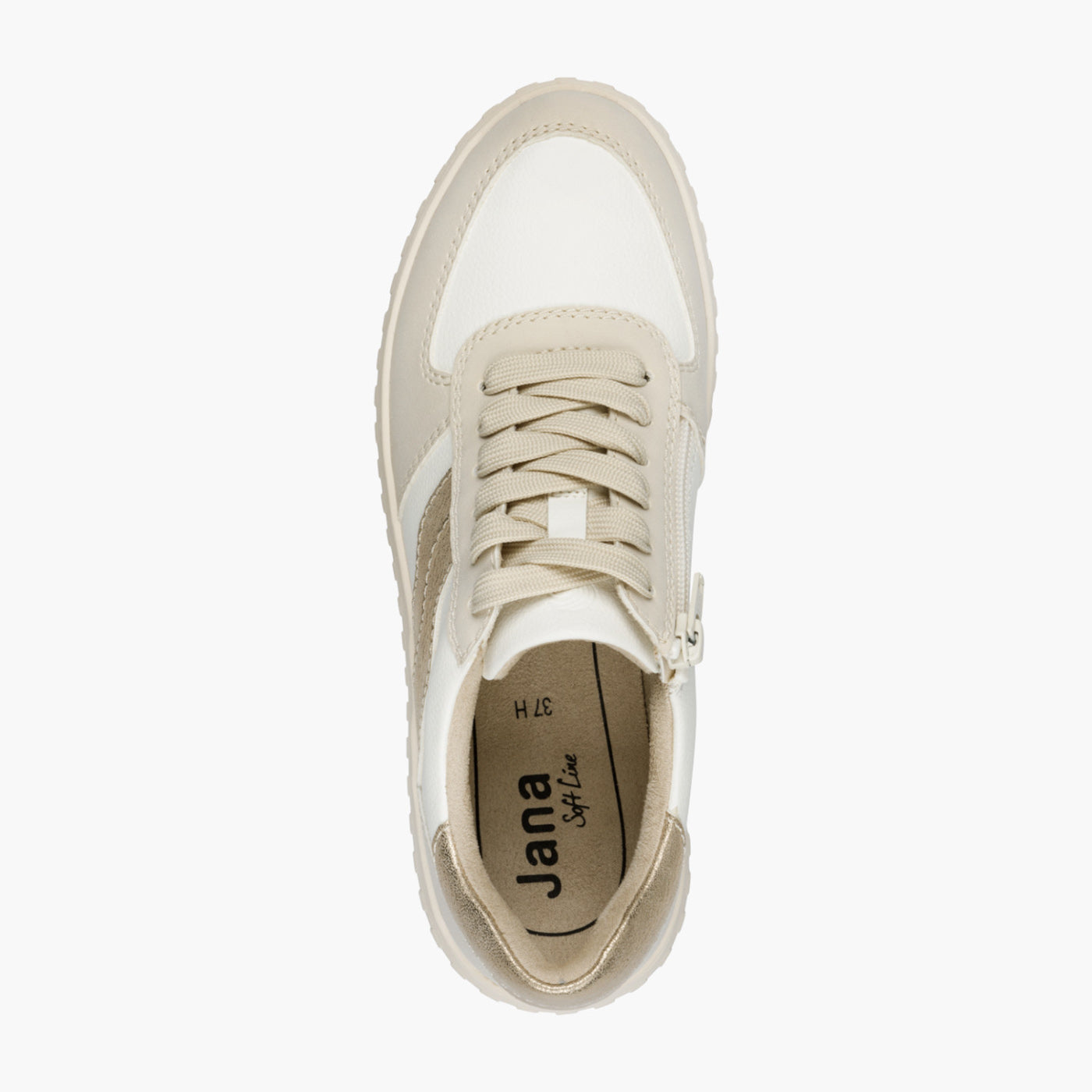 Jana Women’s Off-White Vegan Trainer with Gold Detail - Leavys Shoes