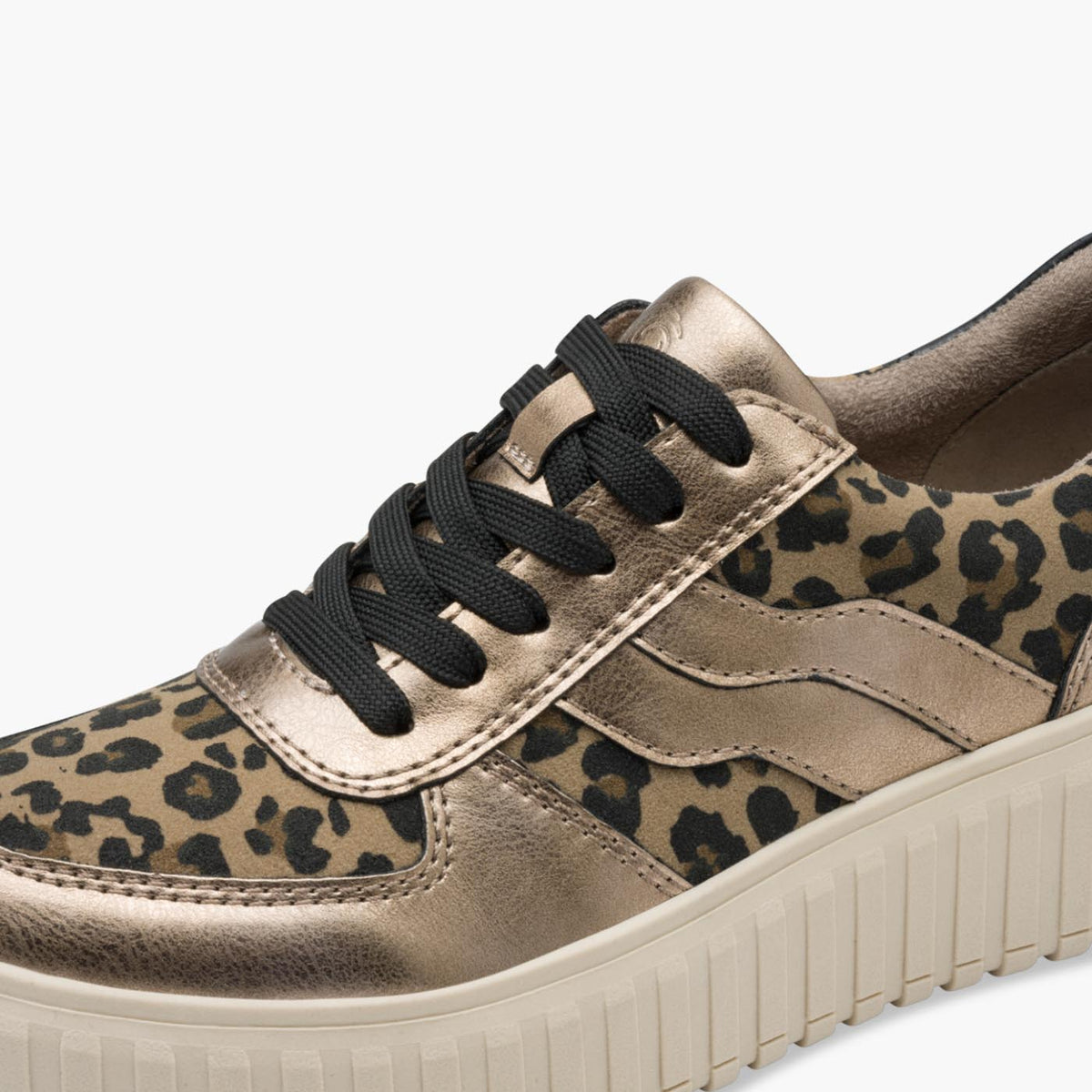 Jana Leopard Print Vegan Lace-Up Trainer – Bronze Mix - Leavys Shoes