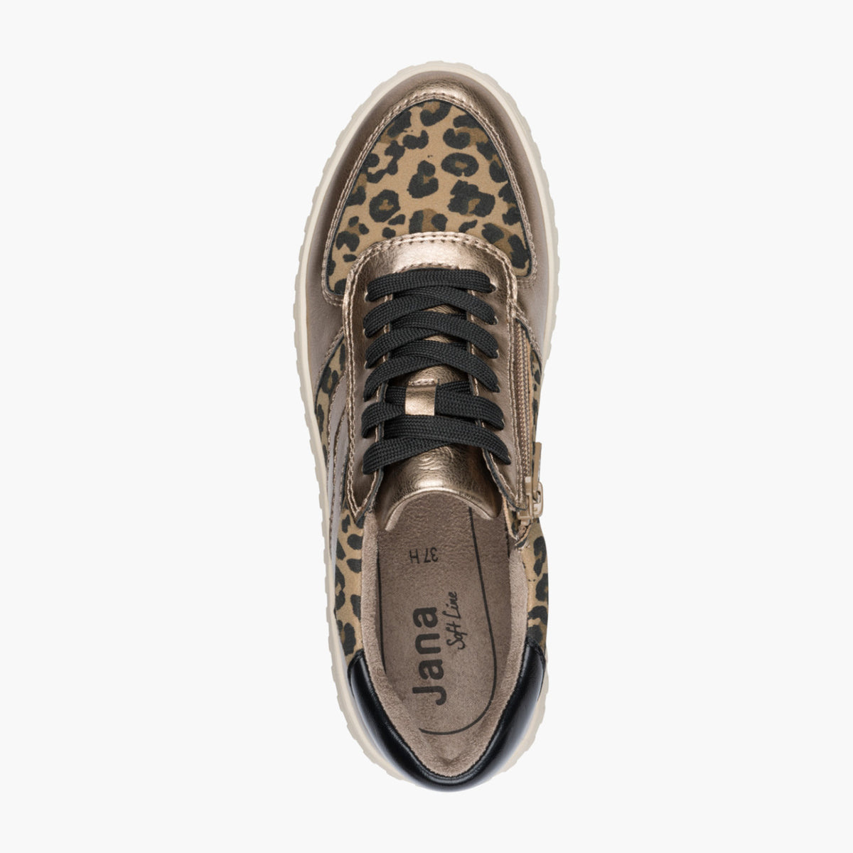 Jana Leopard Print Vegan Lace-Up Trainer – Bronze Mix - Leavys Shoes