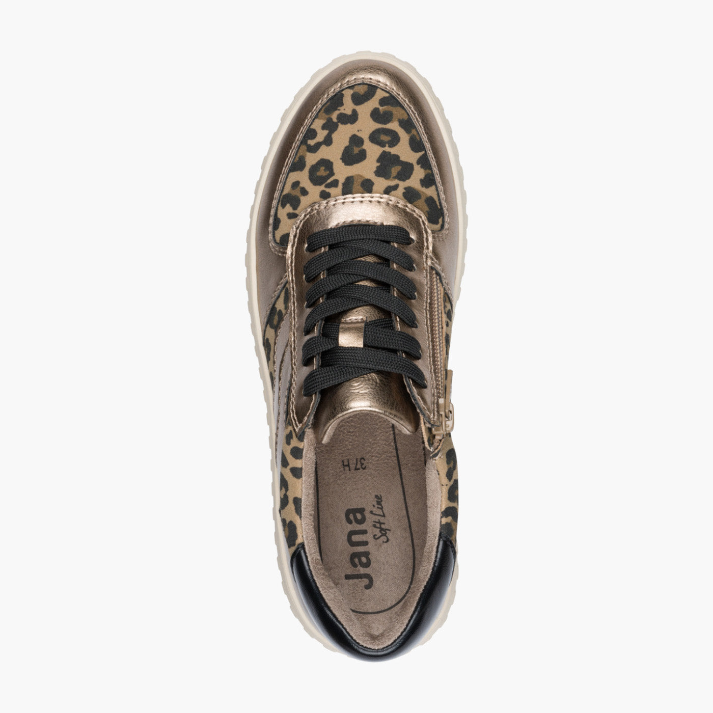 Jana Leopard Print Vegan Lace-Up Trainer – Bronze Mix - Leavys Shoes