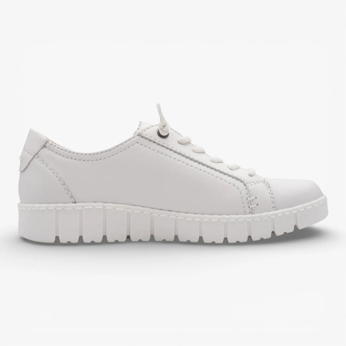 Jana Softline Leather White Lace-Up Trainer (Wide Fit H)