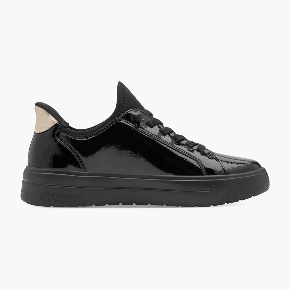 Jana Black Patent Step-In Sneaker with Bungee Laces - Leavys Shoes