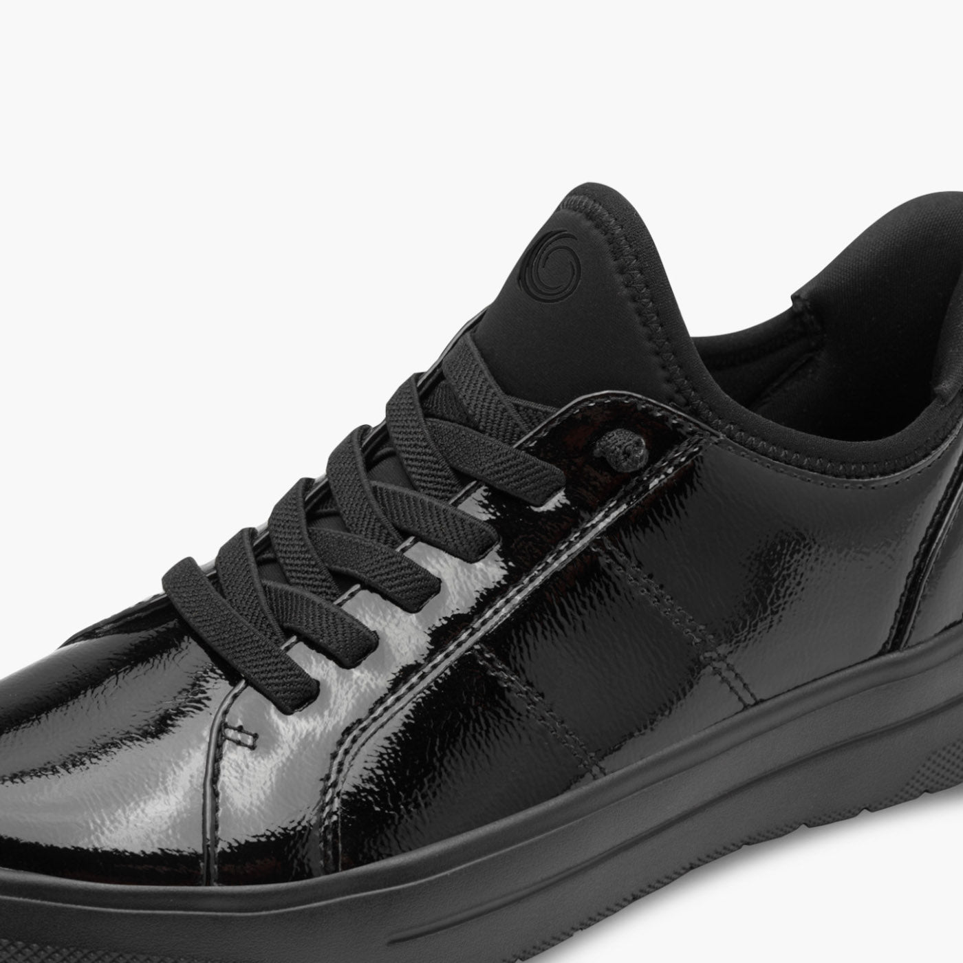 Jana Black Patent Step-In Sneaker with Bungee Laces - Leavys Shoes