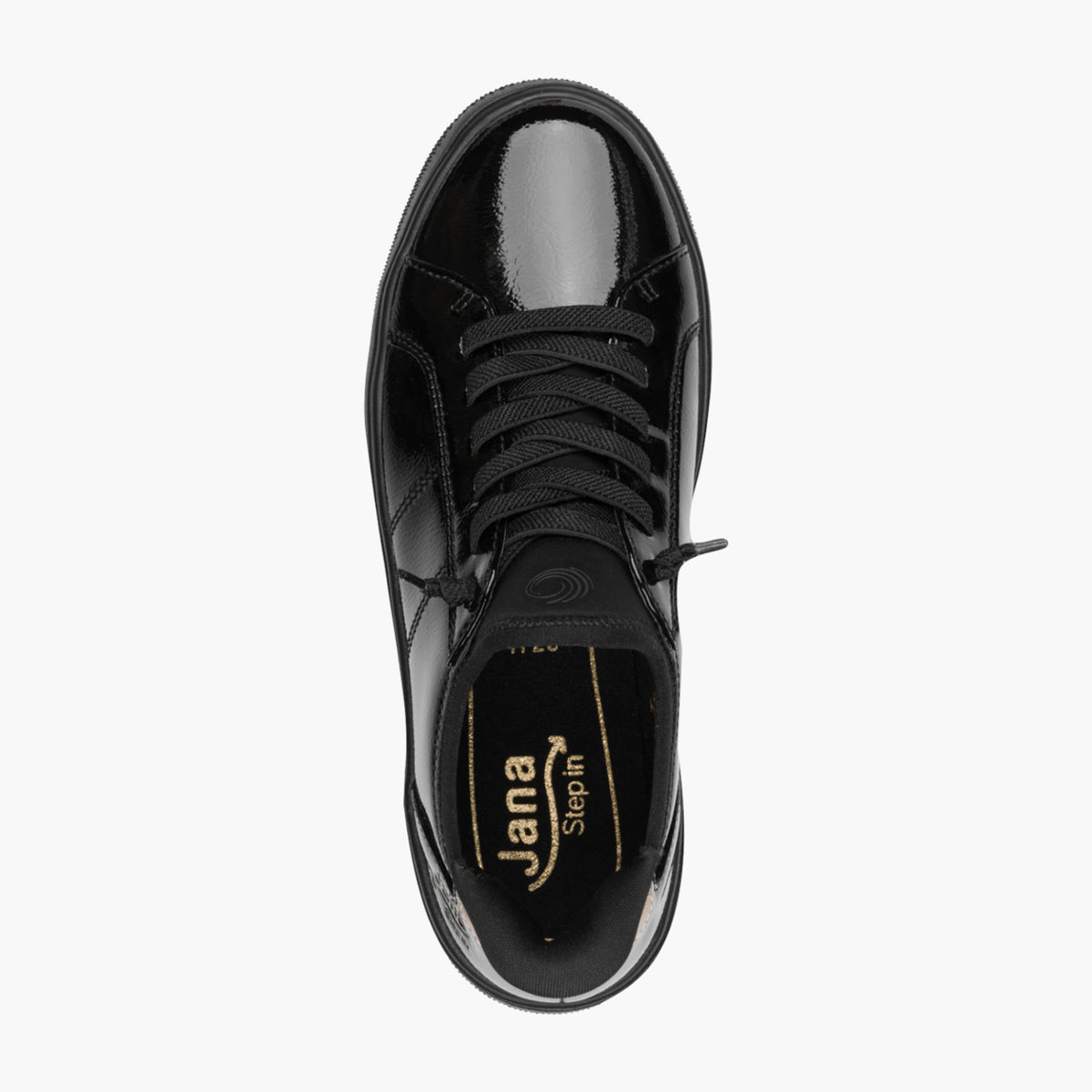 Jana Black Patent Step-In Sneaker with Bungee Laces - Leavys Shoes