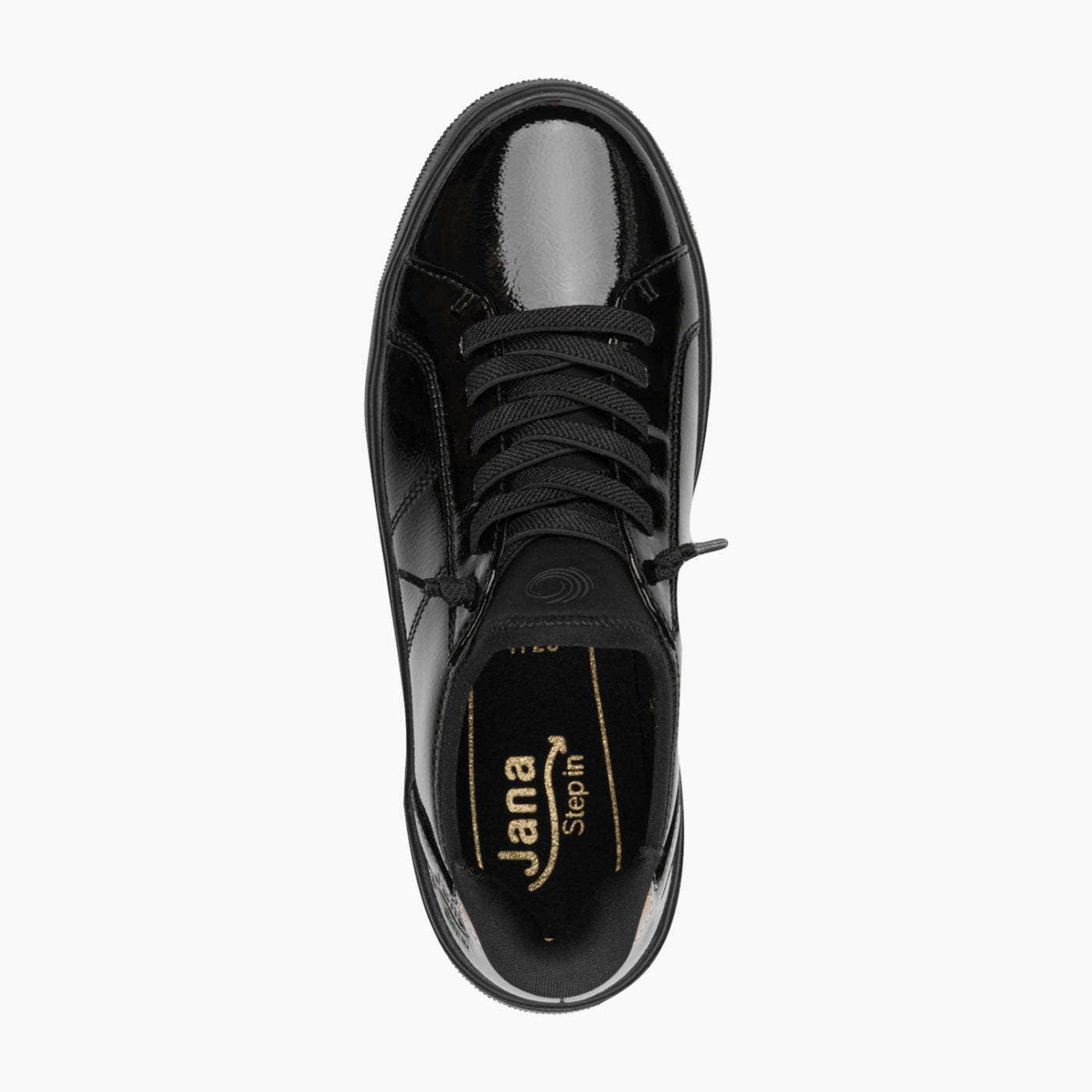Jana Black Patent Step-In Sneaker with Bungee Laces - Leavys Shoes