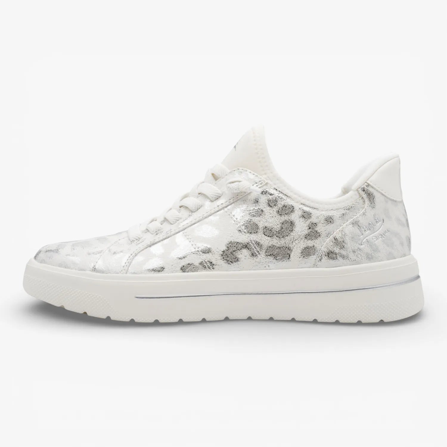 Jana Softline Wht Leo Metal Lace-Up Trainer (Wide Fit H)