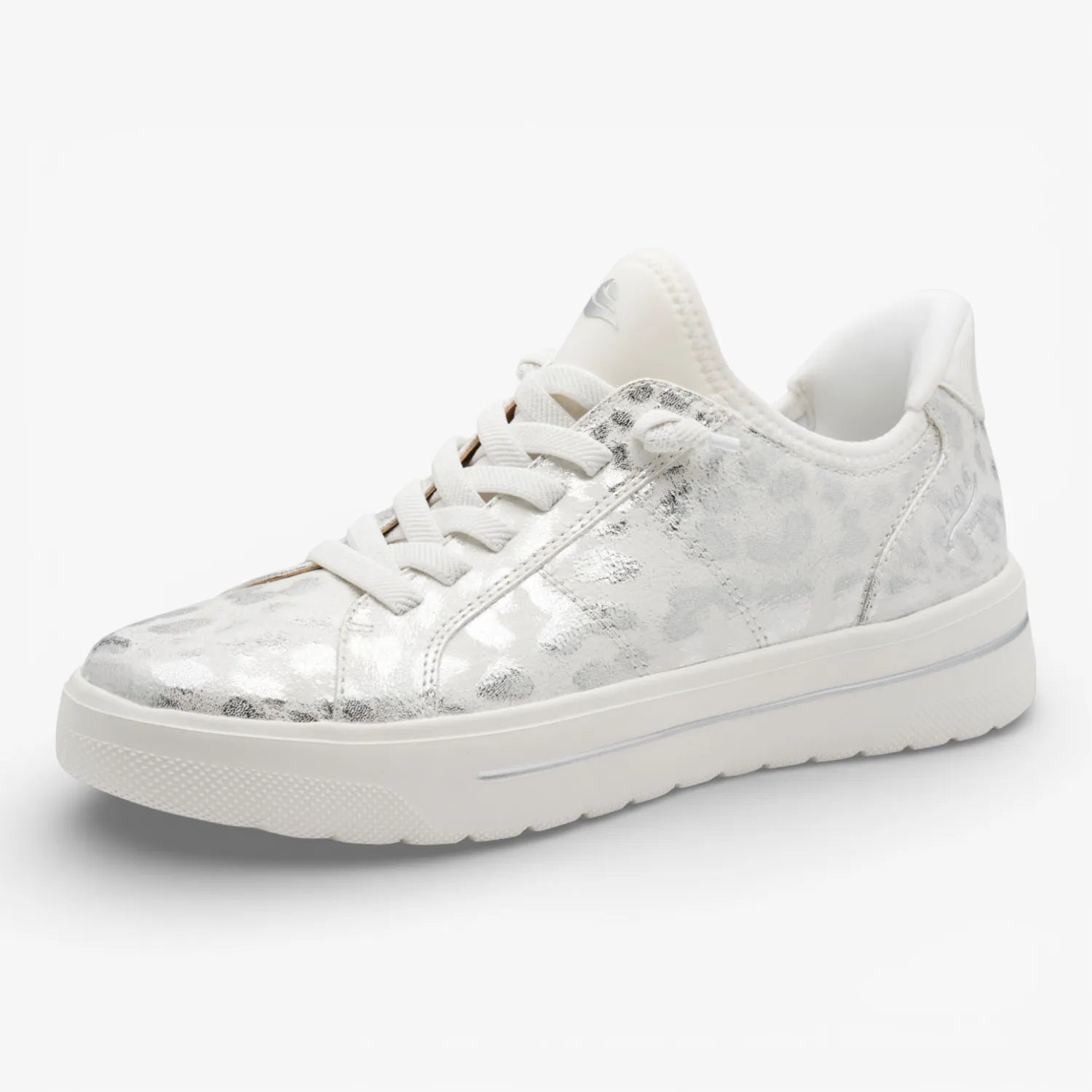 Jana Softline Wht Leo Metal Lace-Up Trainer (Wide Fit H)