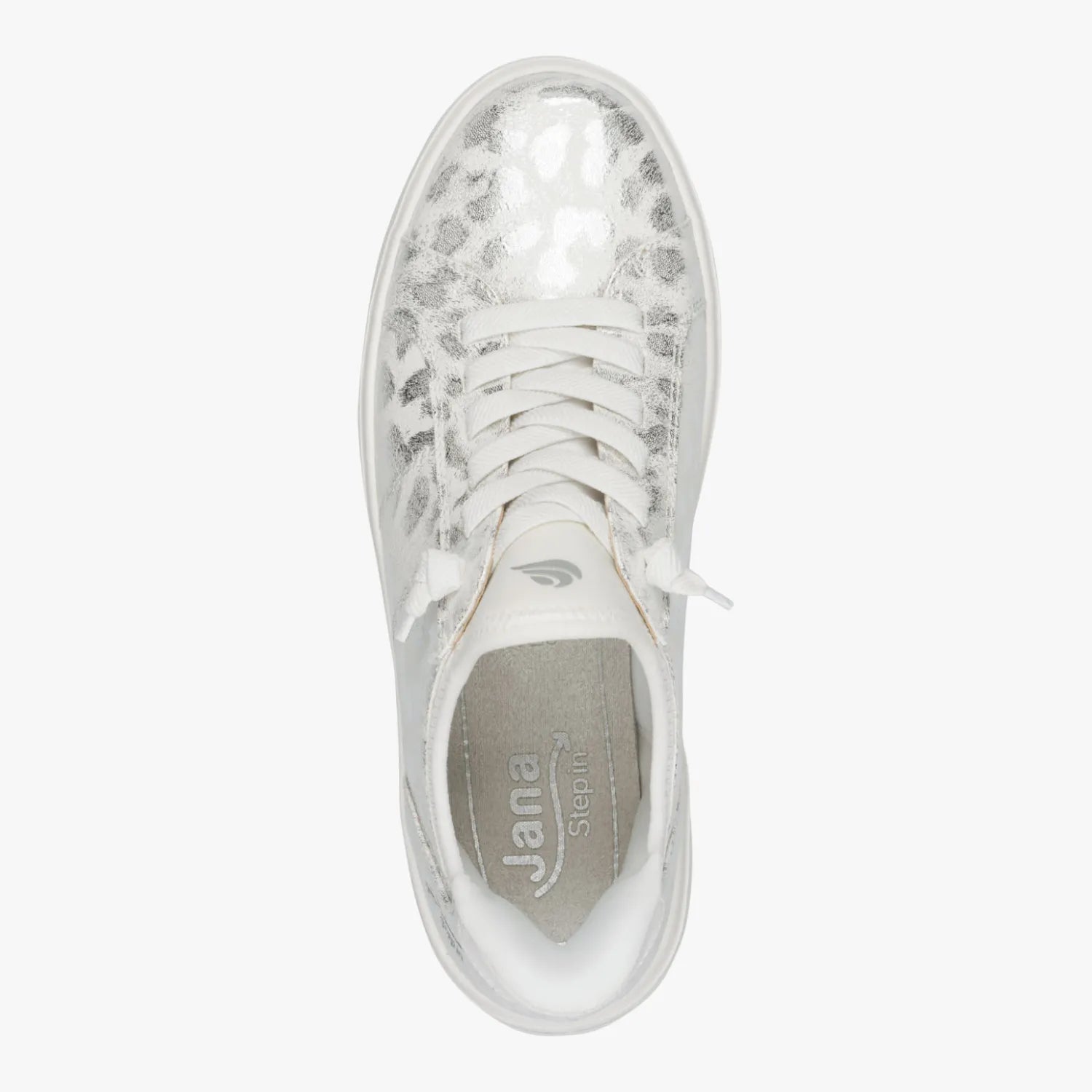 Jana Softline Wht Leo Metal Lace-Up Trainer (Wide Fit H)