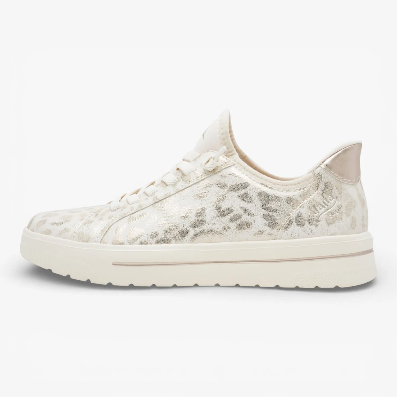 Jana Softline SLIP IN Gold Leo Met Lace-Up Trainer (Wide Fit H)