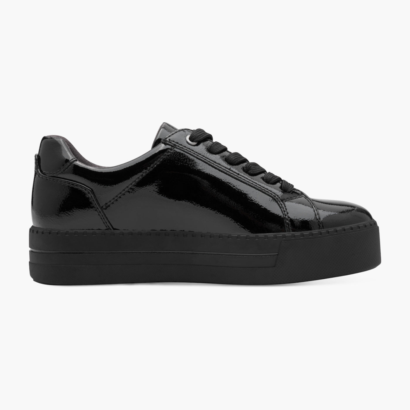 Jana Black Patent Vegan Platform Trainer with Zip Detail - Leavys Shoes