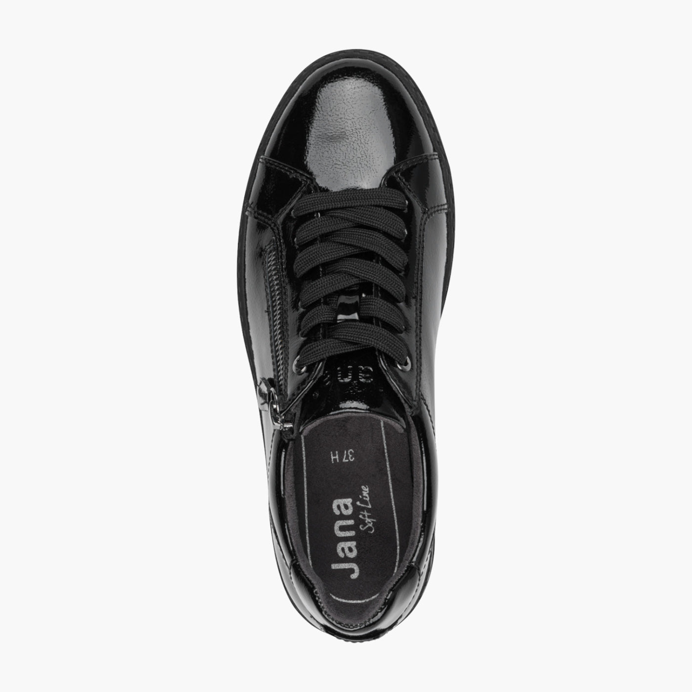 Jana Black Patent Vegan Platform Trainer with Zip Detail - Leavys Shoes