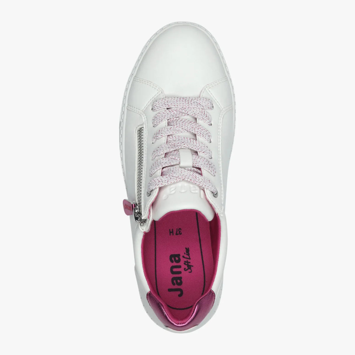 Jana White Vegan Platform Sneaker with Pink Accents - Leavys Shoes