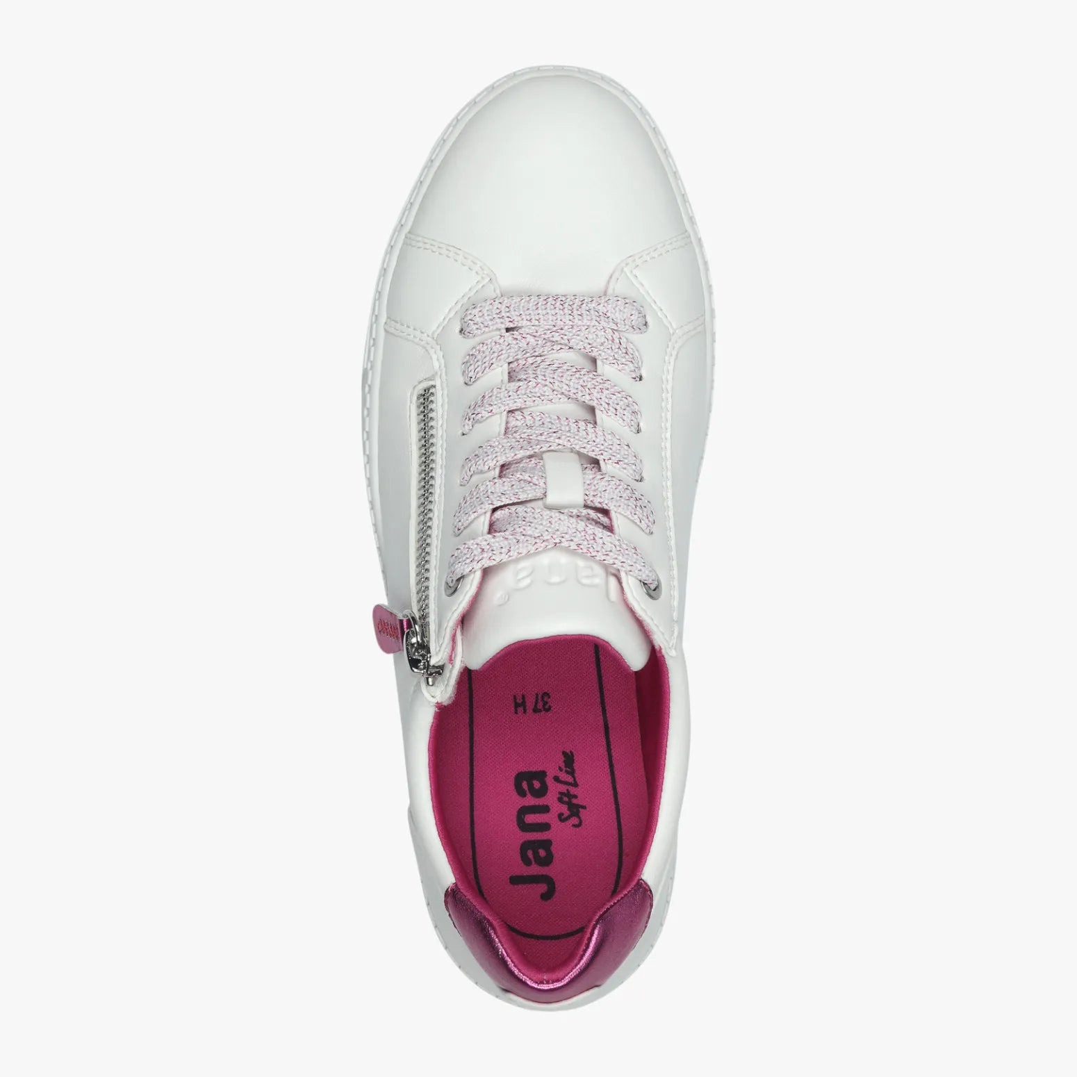 Jana White Vegan Platform Sneaker with Pink Accents - Leavys Shoes