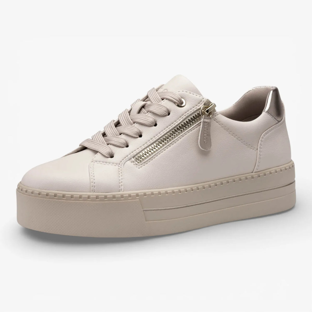 Jana Softline Ivory Platform Trainer (Wide Fit H, Vegan) – 8-23767-43 411