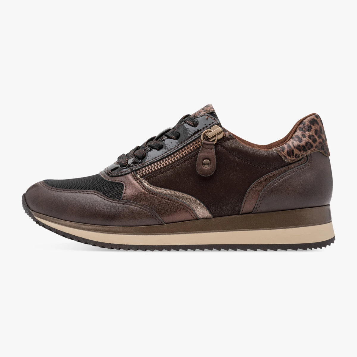 Jana Softline Mocca Wide Fit Trainer with Working Zip