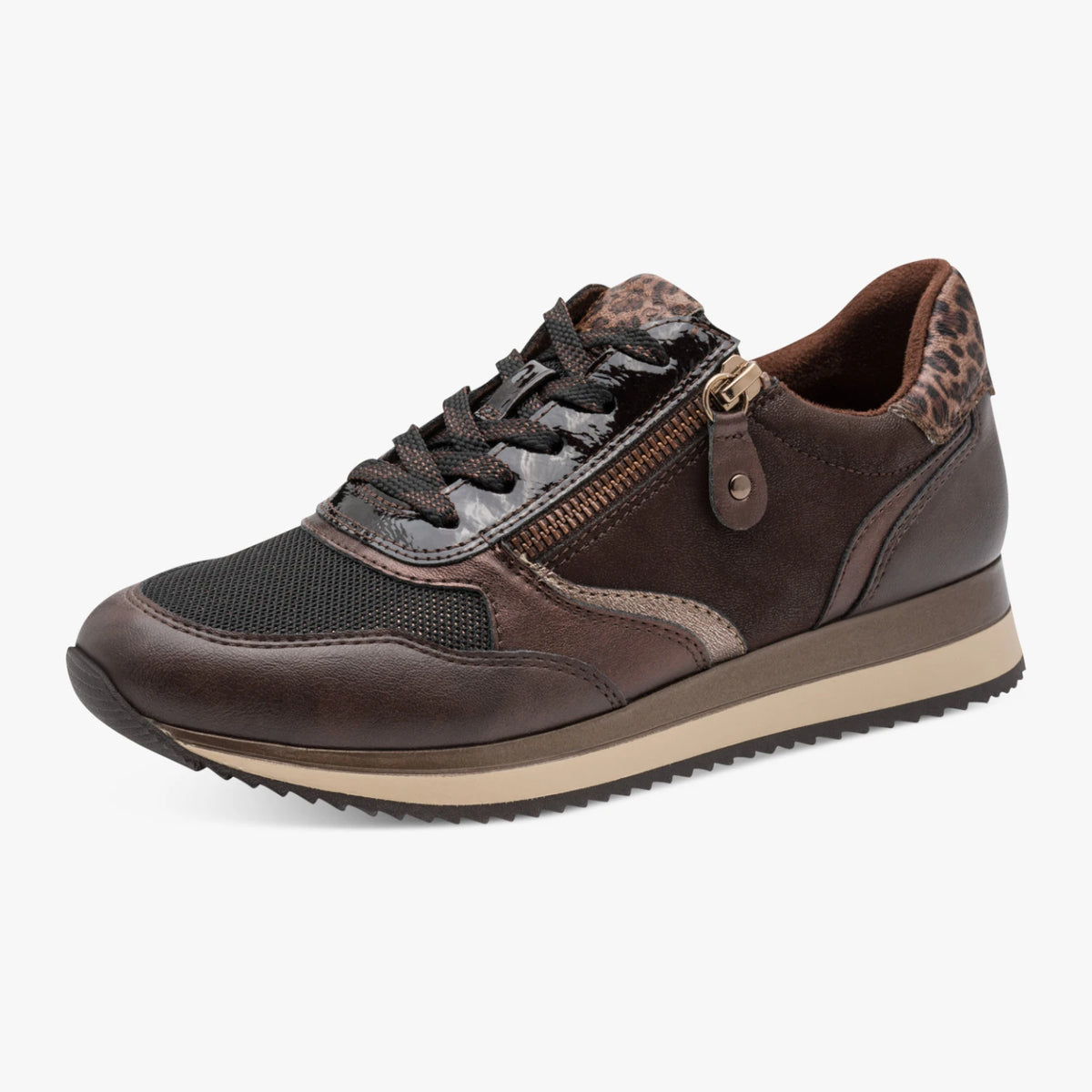 Jana Softline Mocca Wide Fit Trainer with Working Zip