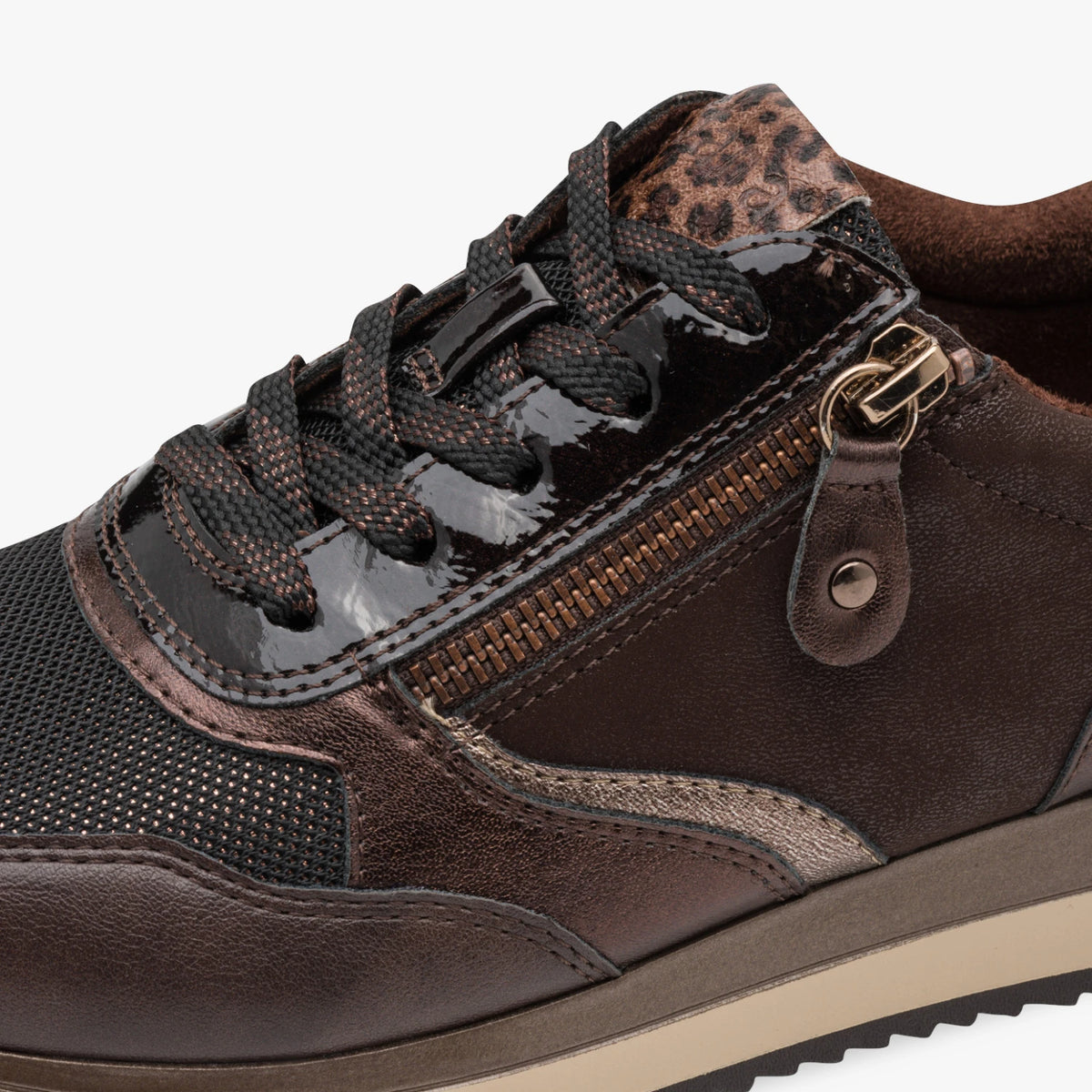 Jana Softline Mocca Wide Fit Trainer with Working Zip