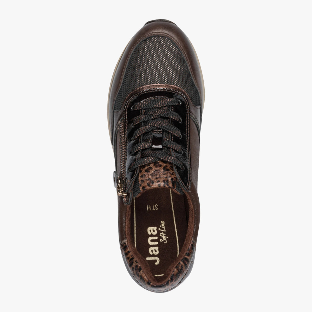 Jana Softline Mocca Wide Fit Trainer with Working Zip