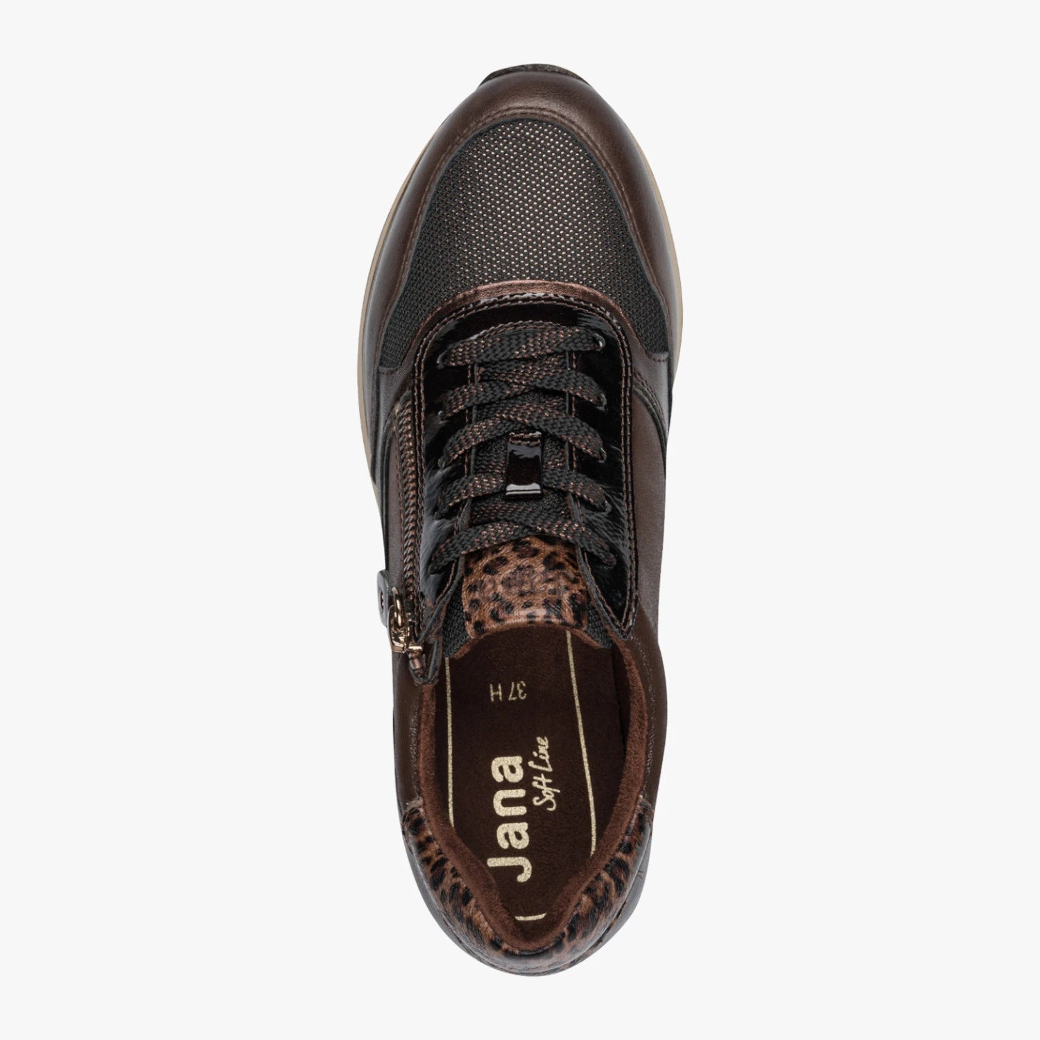 Jana Softline Mocca Wide Fit Trainer with Working Zip
