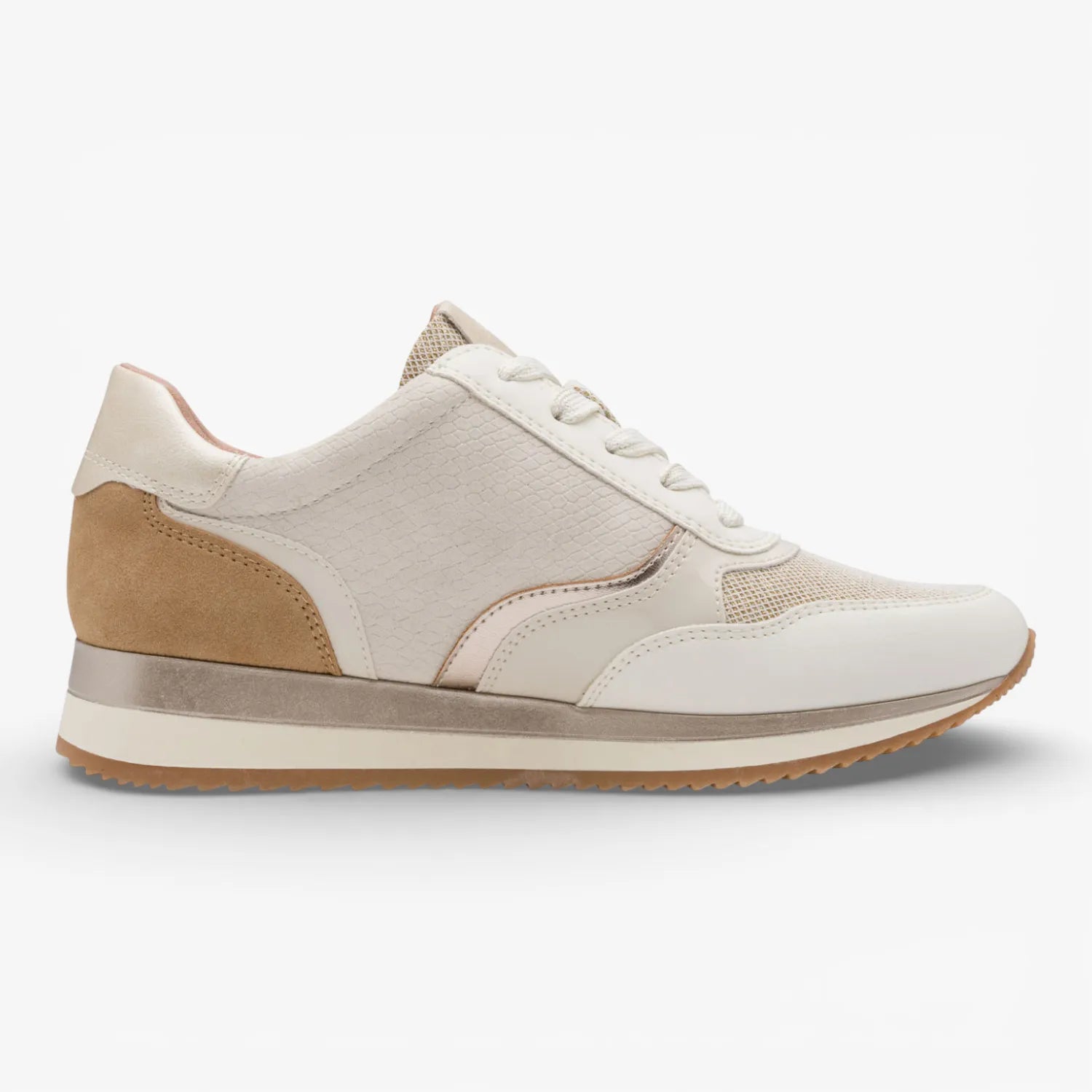 Jana Softline Ivory Comb Lace-Up Trainer (Wide Fit H)