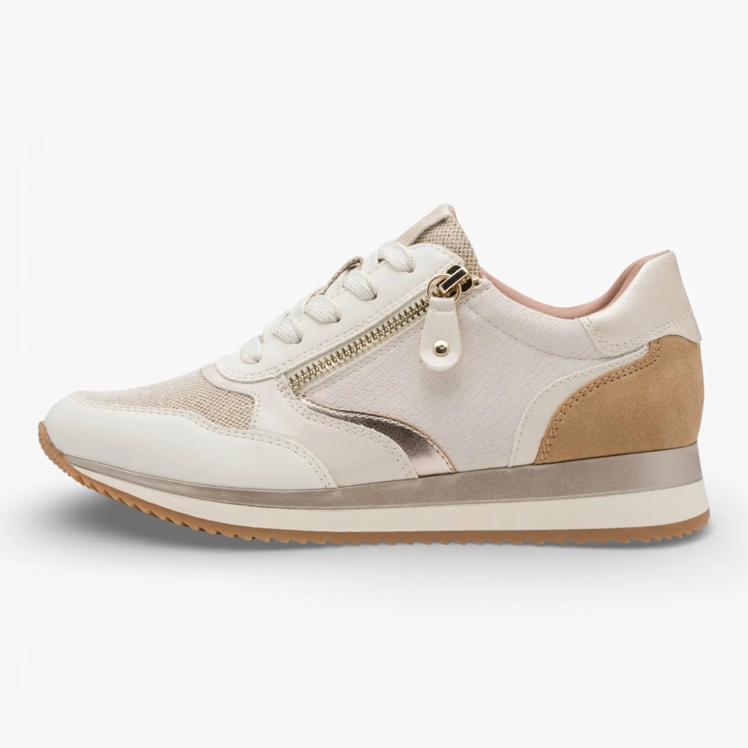 Jana Softline Ivory Comb Lace-Up Trainer (Wide Fit H)