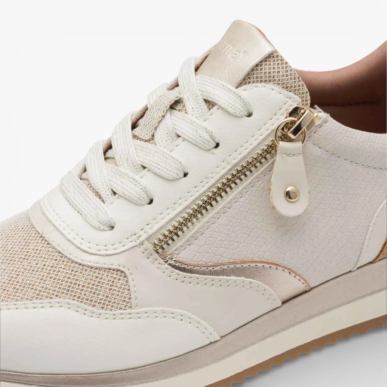 Jana Softline Ivory Comb Lace-Up Trainer (Wide Fit H)