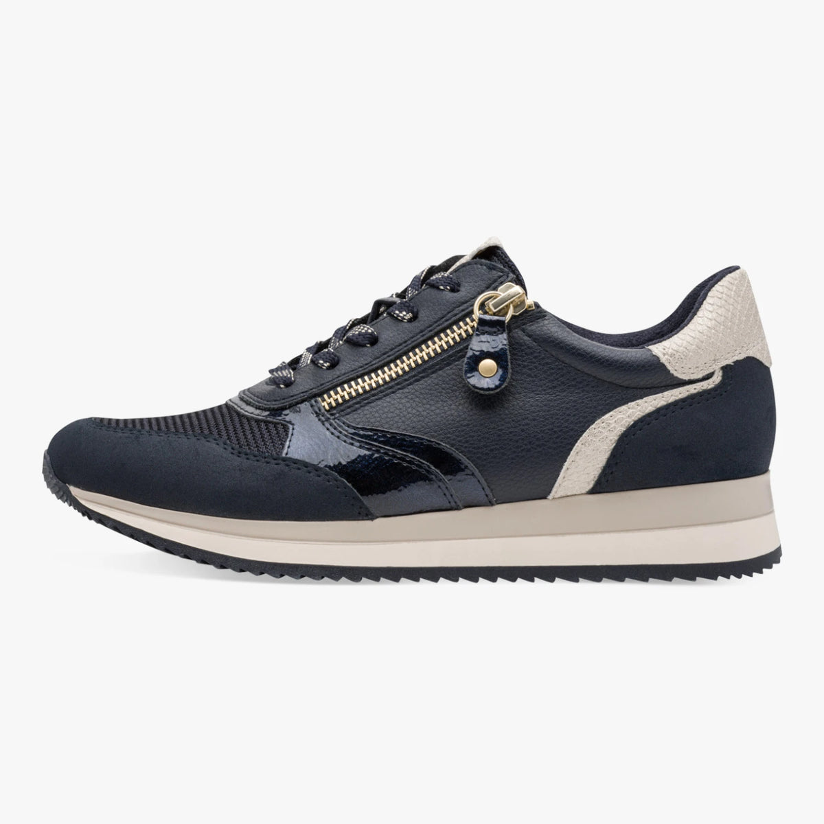 Jana Softline Navy Wide Fit Zip Trainers