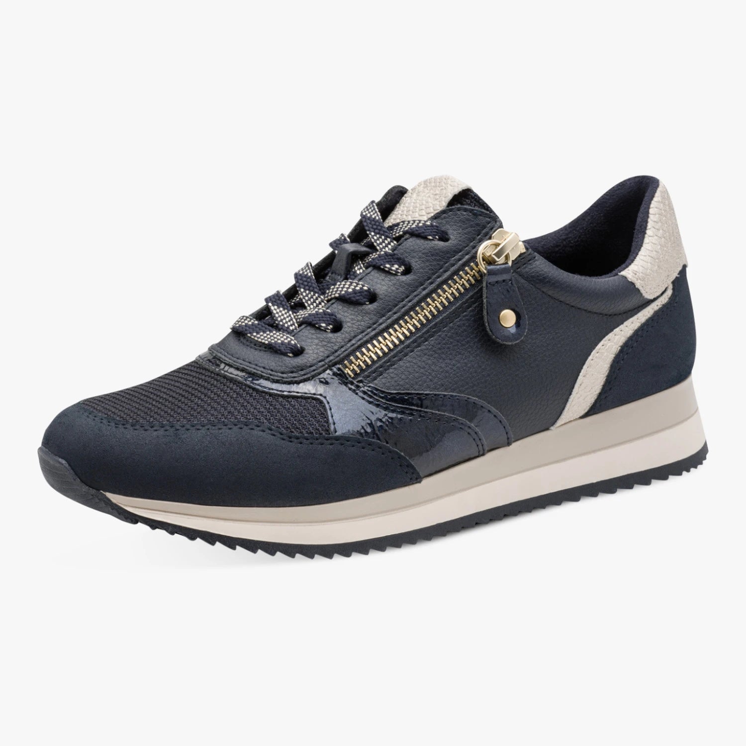 Jana Softline Navy Wide Fit Zip Trainers