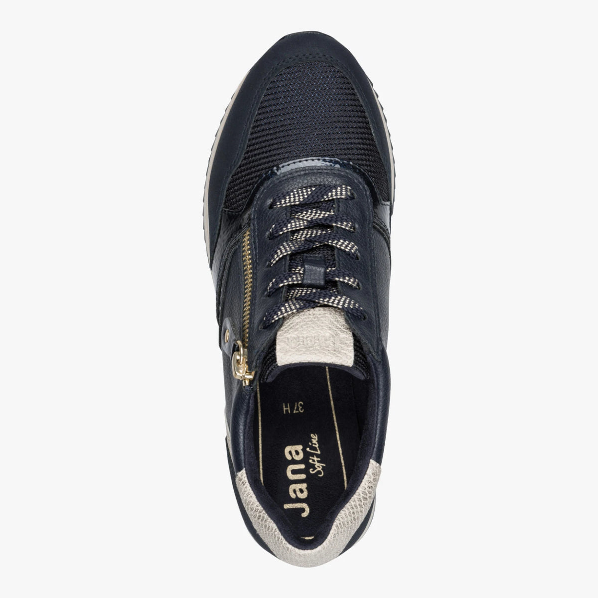 Jana Softline Navy Wide Fit Zip Trainers