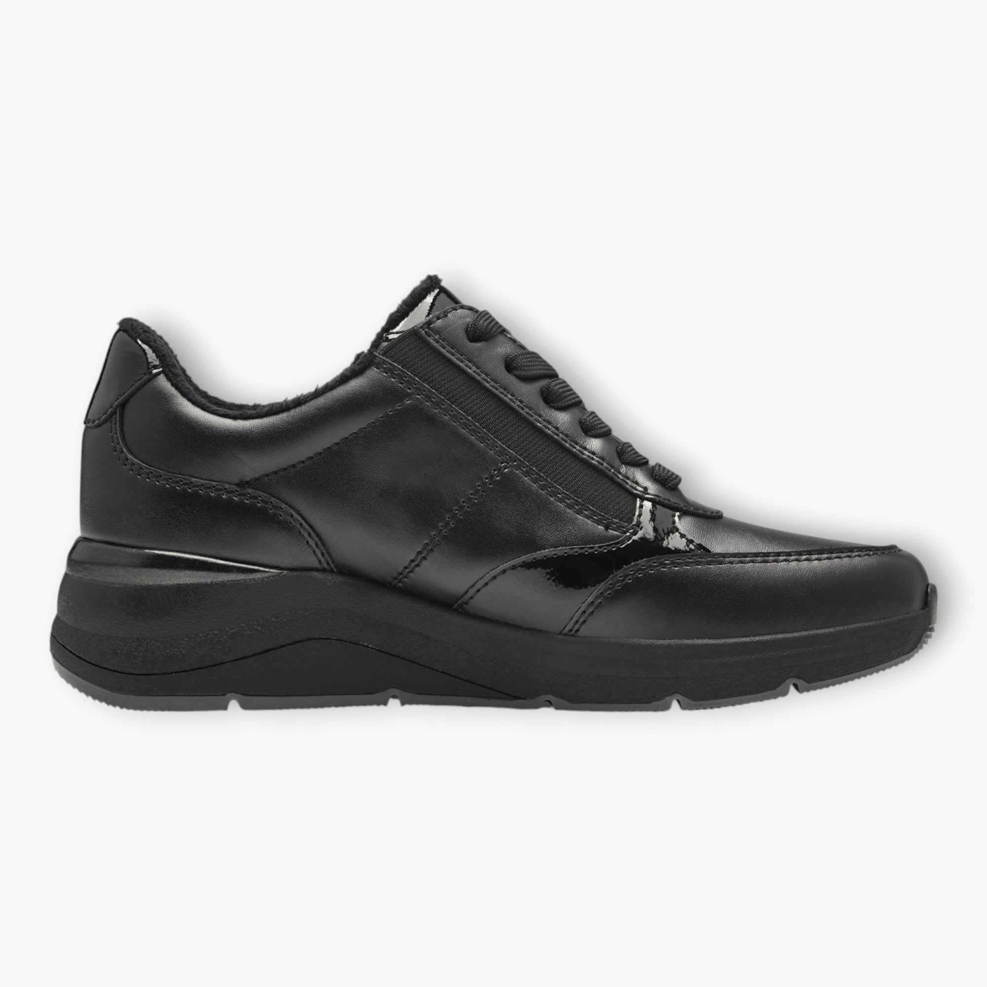 Black Women's Lace-Up Trainers with Zip – Comfortable Vegan Shoes - Leavys Shoes