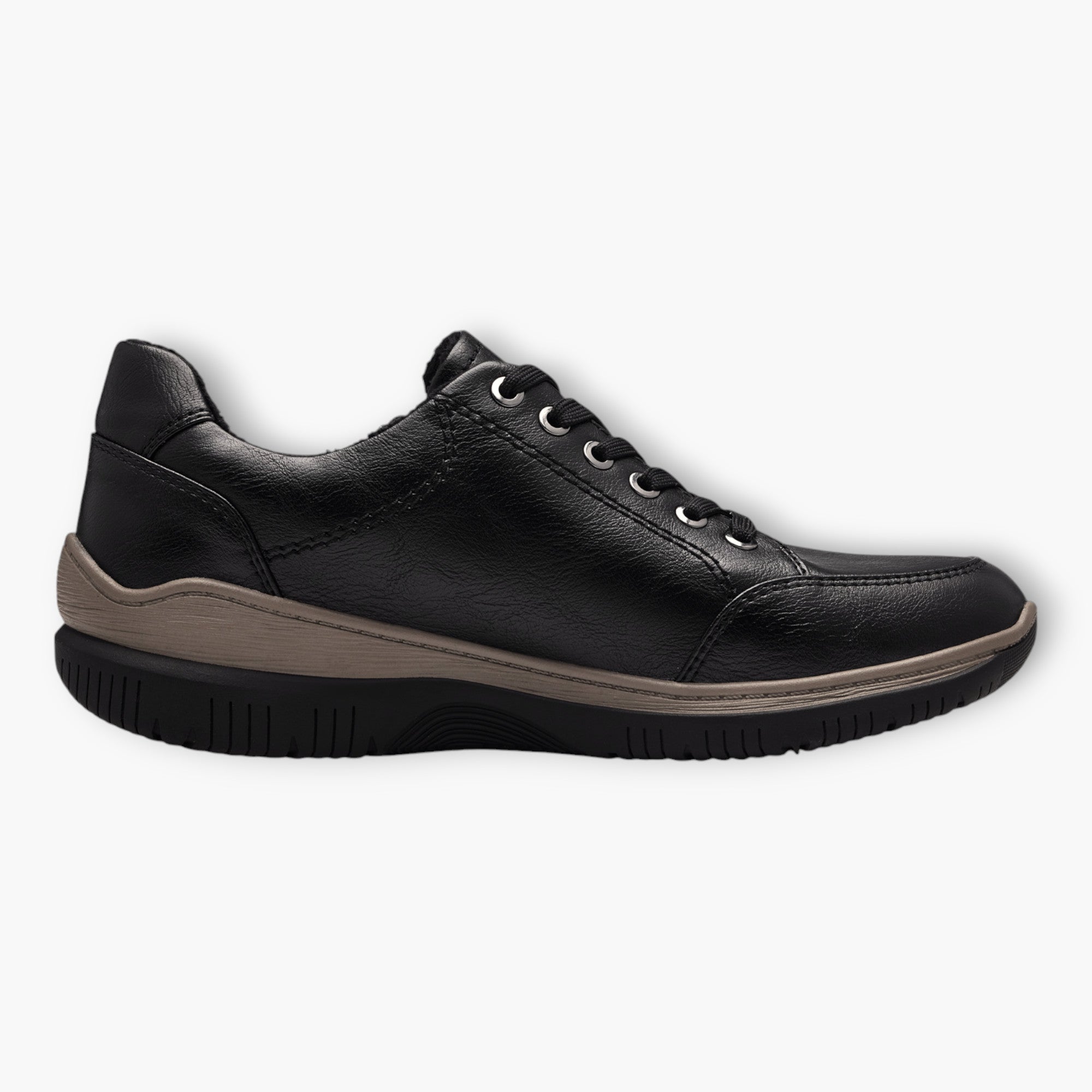 Black Women's Lace-Up Trainers with Bronze Detail – Vegan Comfort Shoes