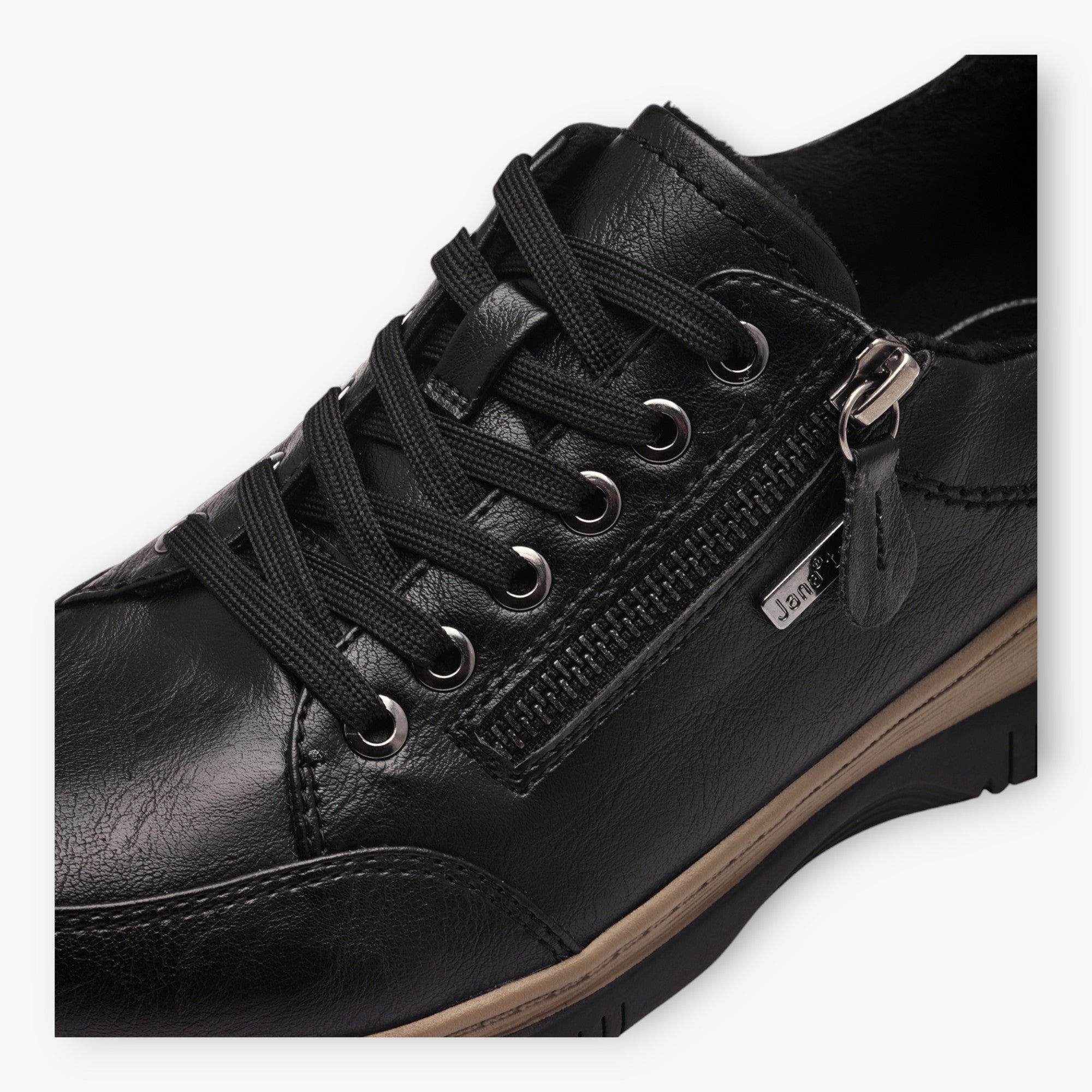 Black Women's Lace-Up Trainers with Bronze Detail – Vegan Comfort Shoes - Leavys Shoes