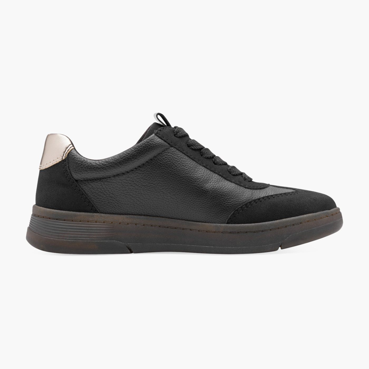Jana Women's Black Trainer with Rose Gold Detail & Zip