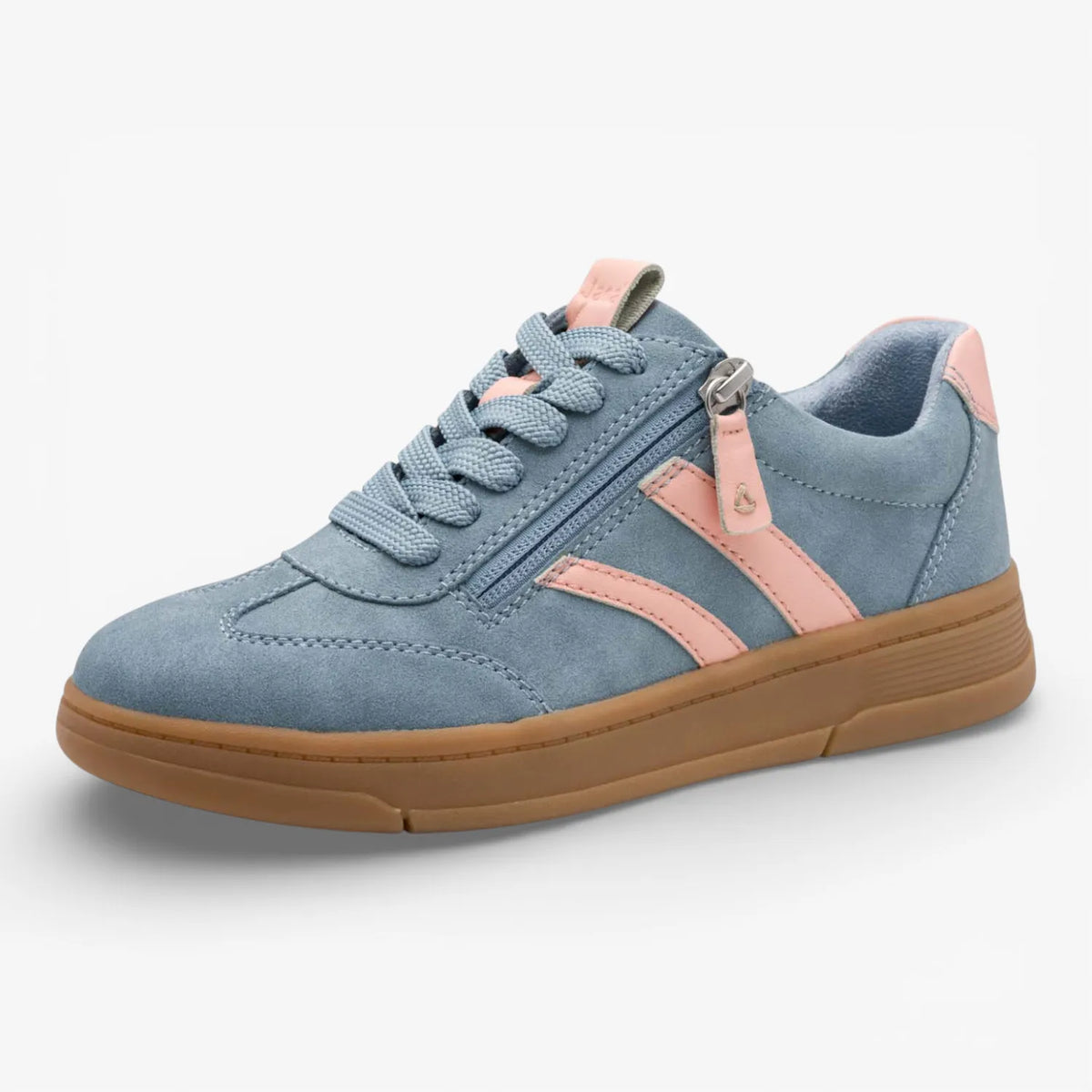 Jana Sky/Peach Suede-Feel Trainer (Wide Fit H)