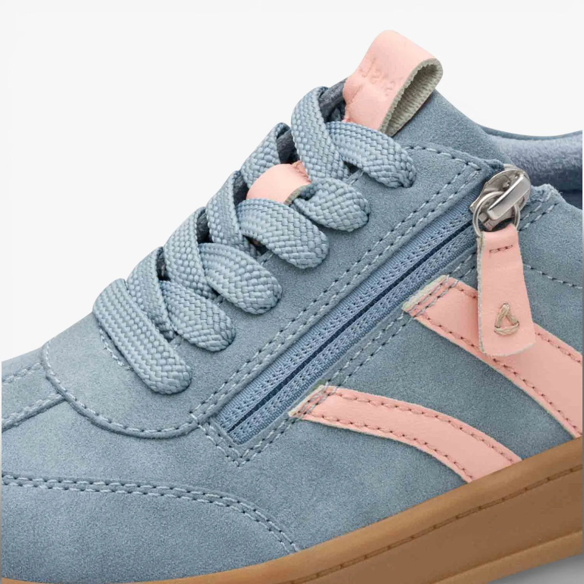 Jana Sky/Peach Suede-Feel Trainer (Wide Fit H)