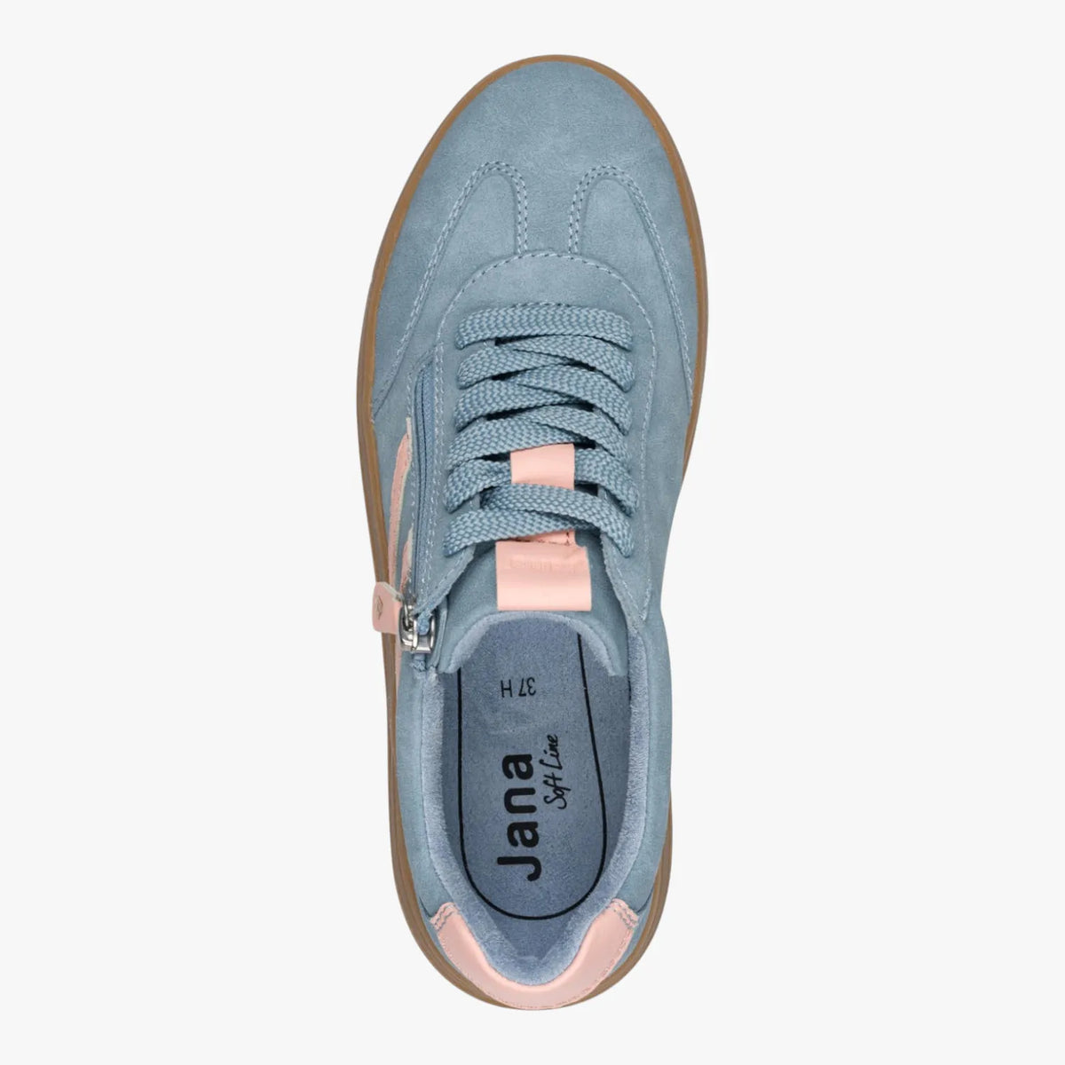 Jana Sky/Peach Suede-Feel Trainer (Wide Fit H)