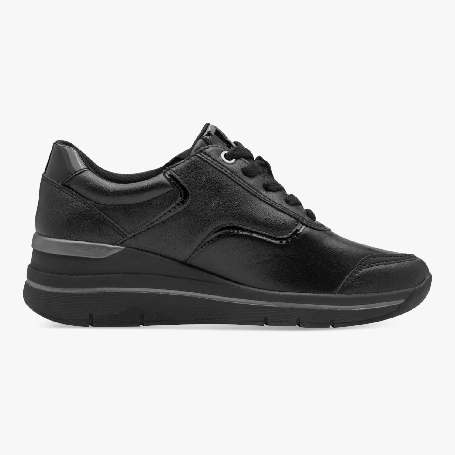 Jana Softline Black Wide Fit Wedge Trainers