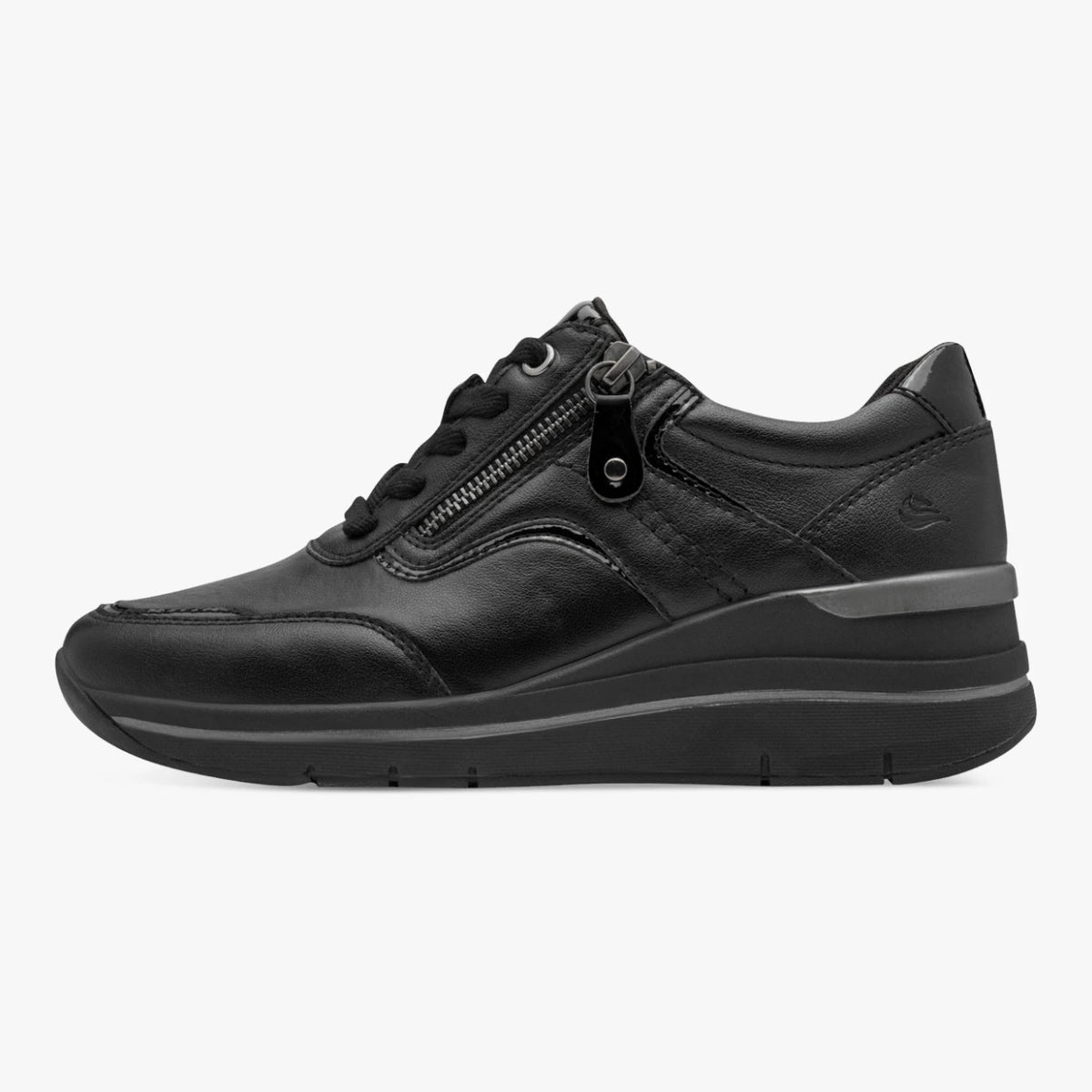 Jana Softline Black Wide Fit Wedge Trainers