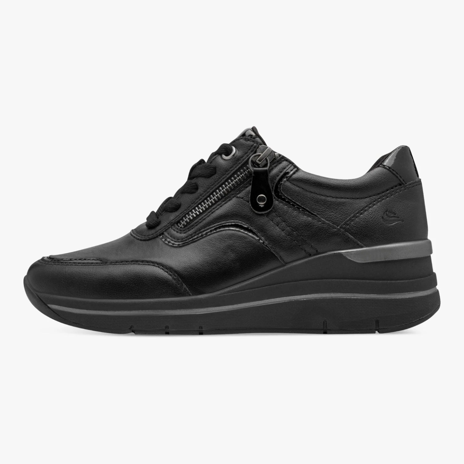 Jana Softline Black Wide Fit Wedge Trainers
