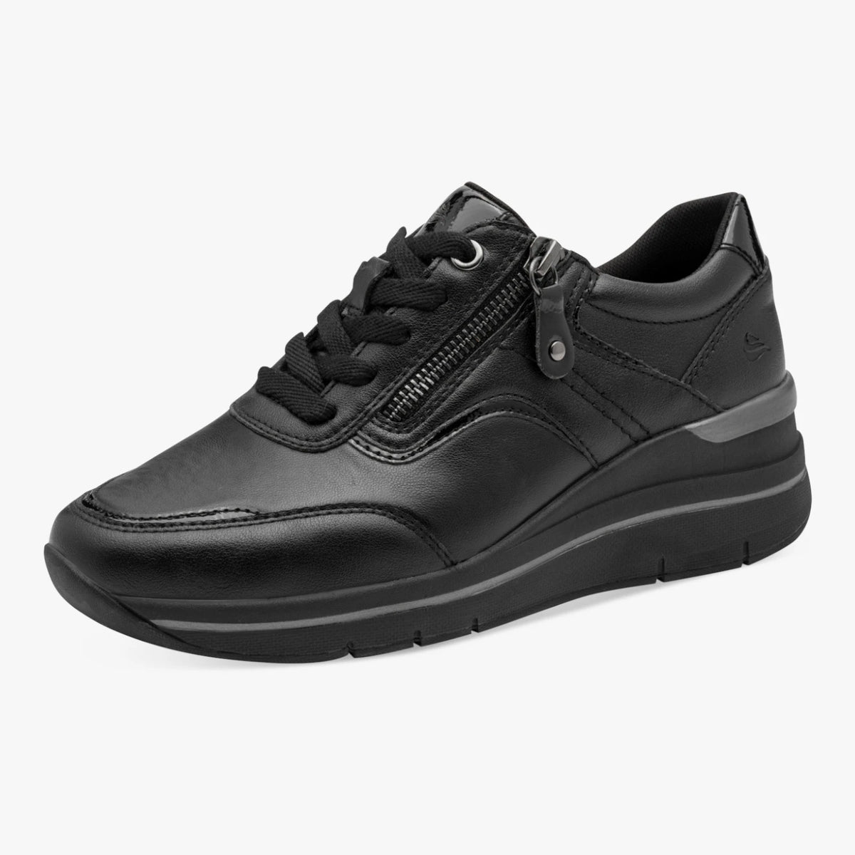 Jana Softline Black Wide Fit Wedge Trainers