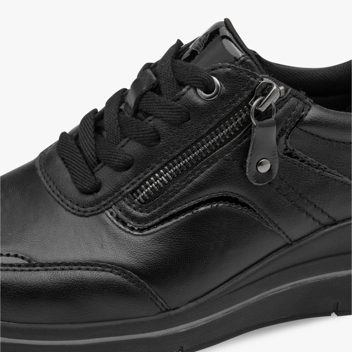 Jana Softline Black Wide Fit Wedge Trainers
