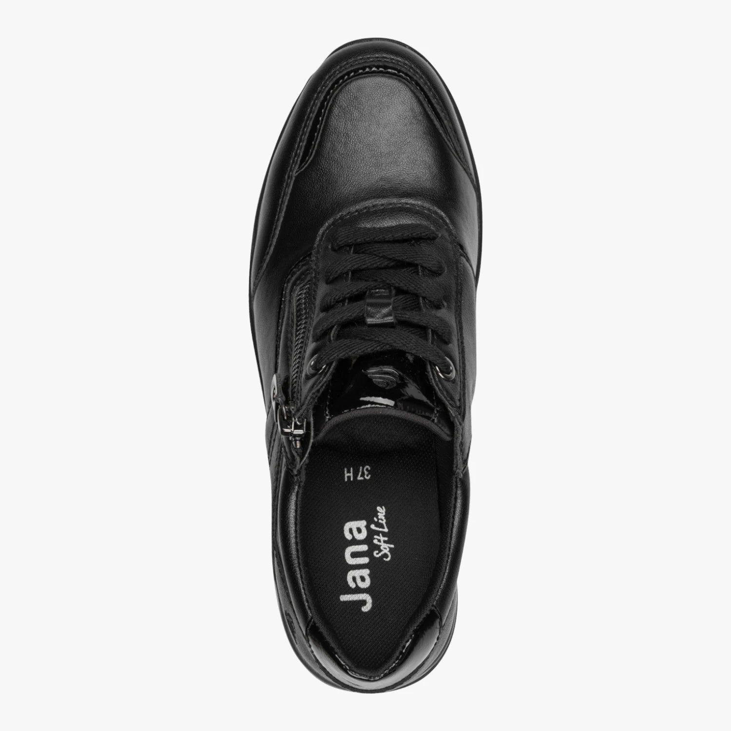 Jana Softline Black Wide Fit Wedge Trainers