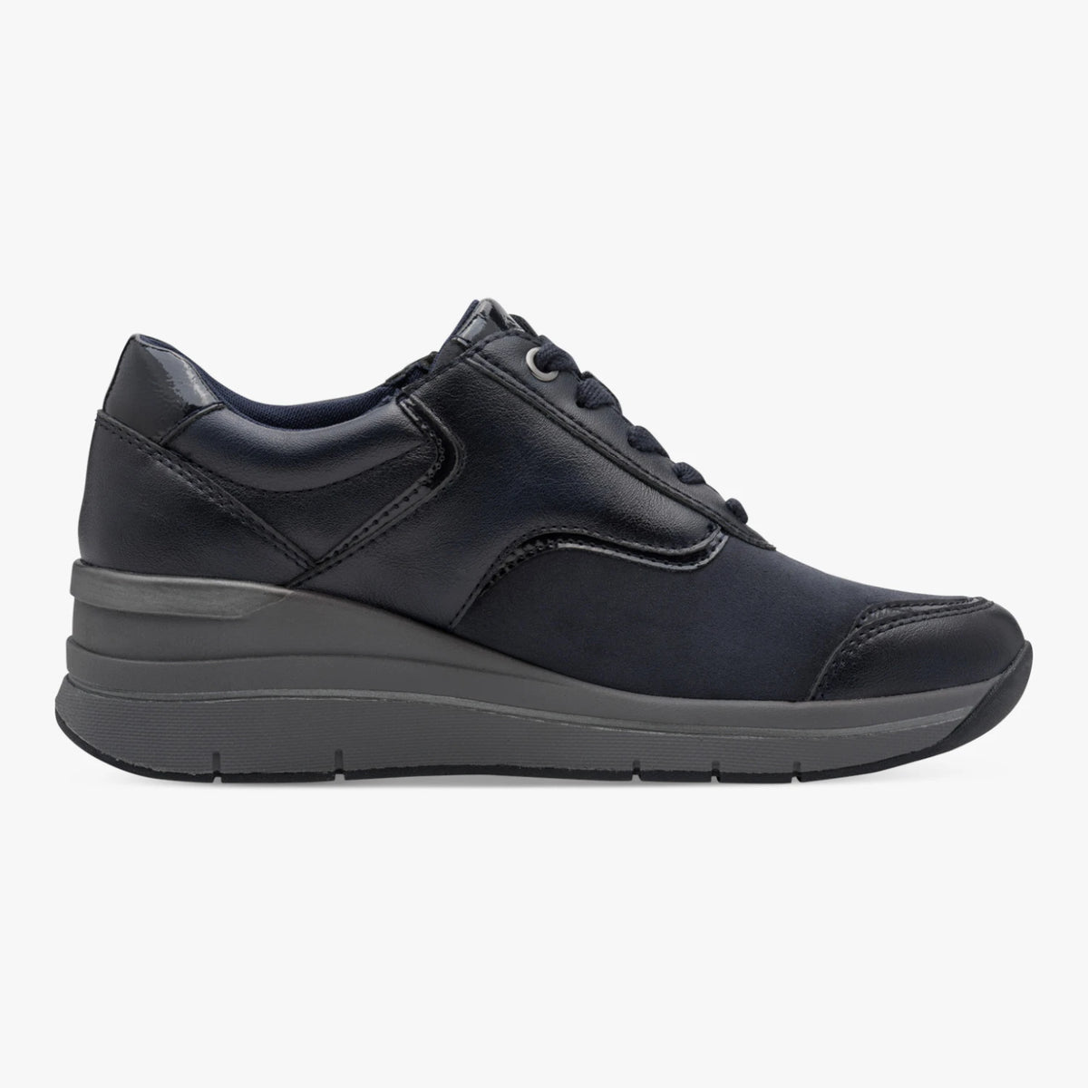 Jana Softline Navy Wide Fit Wedge Trainers