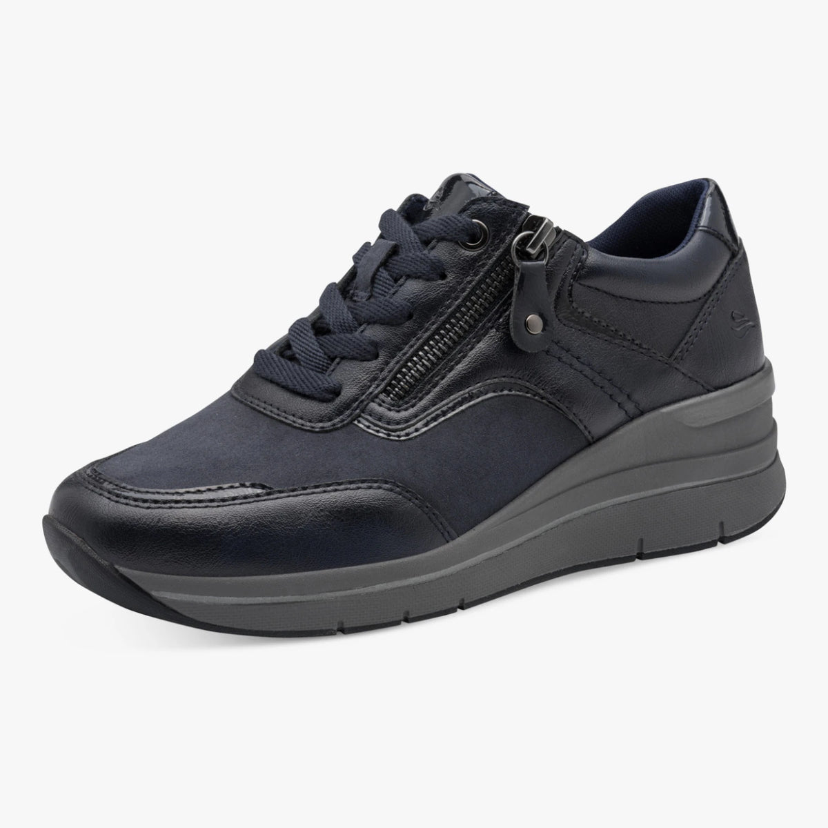 Jana Softline Navy Wide Fit Wedge Trainers