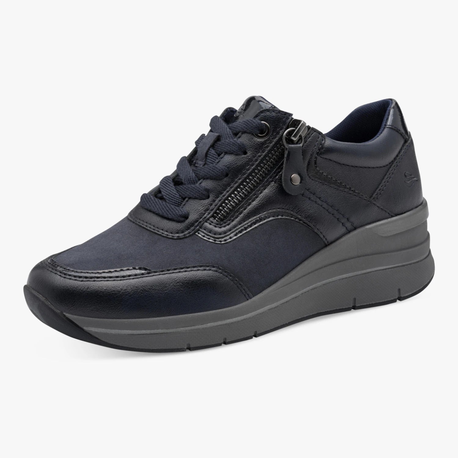 Jana Softline Navy Wide Fit Wedge Trainers
