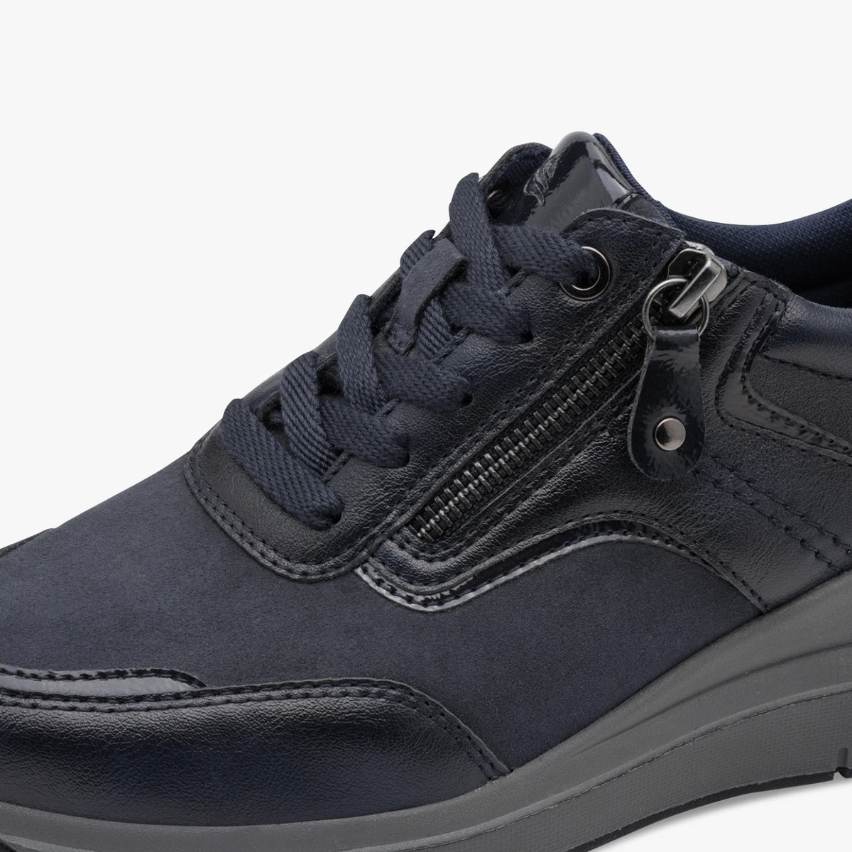 Jana Softline Navy Wide Fit Wedge Trainers
