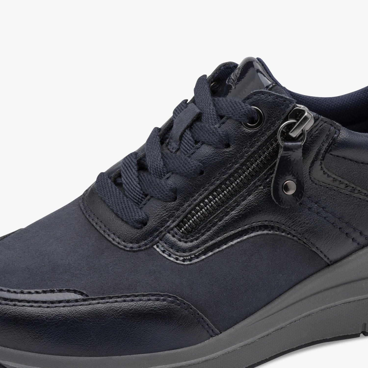 Jana Softline Navy Wide Fit Wedge Trainers